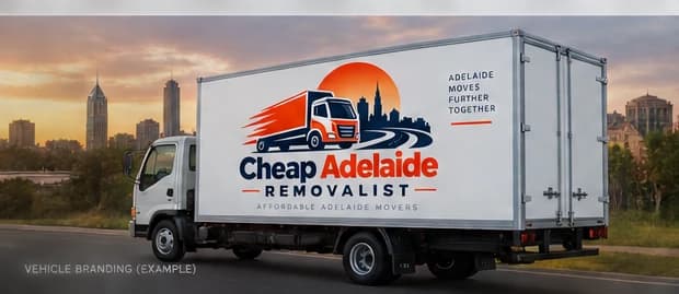 Cheap Adelaide Removalist - Branded Moving Truck with Adelaide Skyline